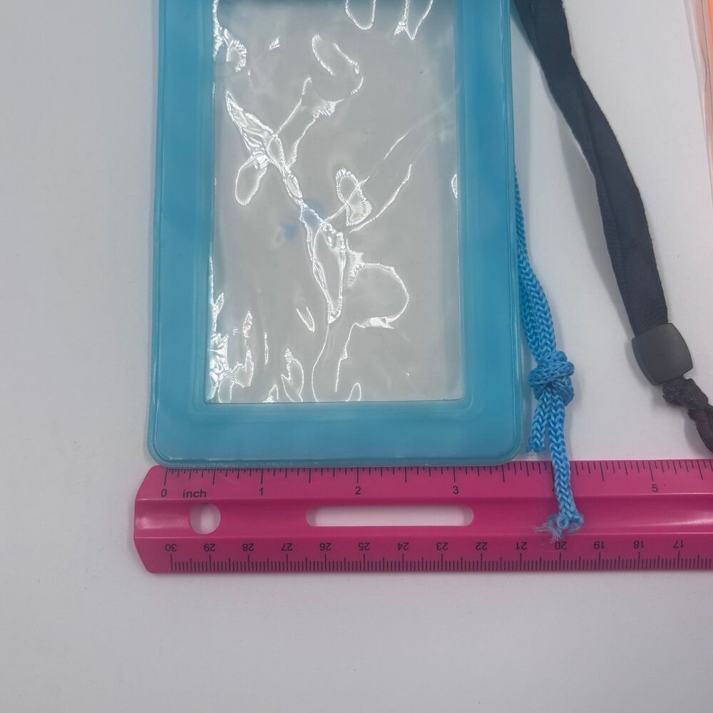 Universal Waterproof Phone Pouch Dry Bag Lot Blue Orange Clear Water Sports 2pc - Picture 4 of 6